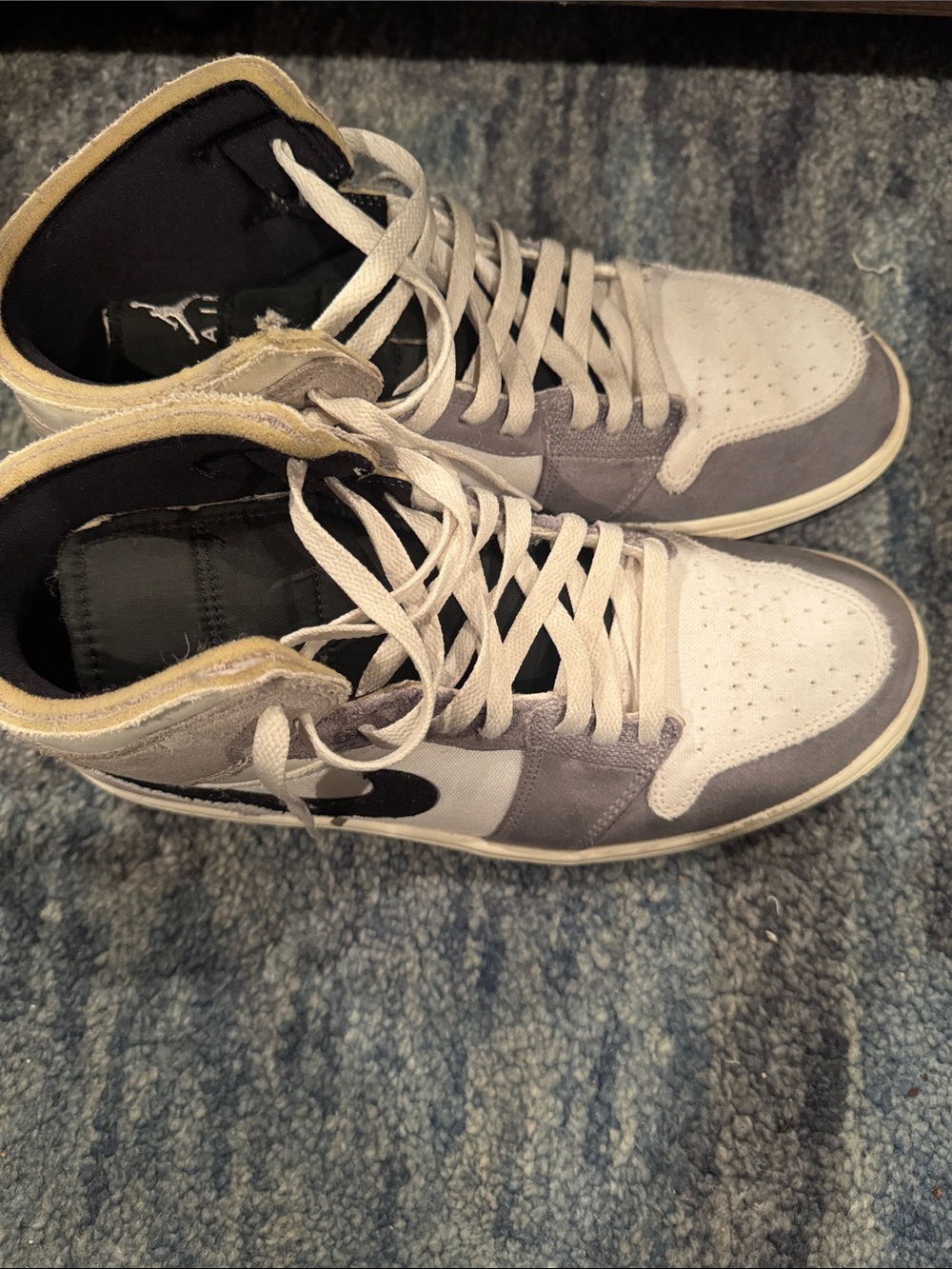 Jordan High-Top Sneakers in White and Gray